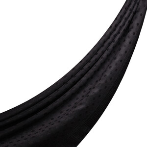 ipekevi - شال حرير وصوف وكتان منقط لون أسود