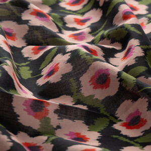 ipekevi - Siyah Bahar Çiçekleri Pamuk Eşarp (1)