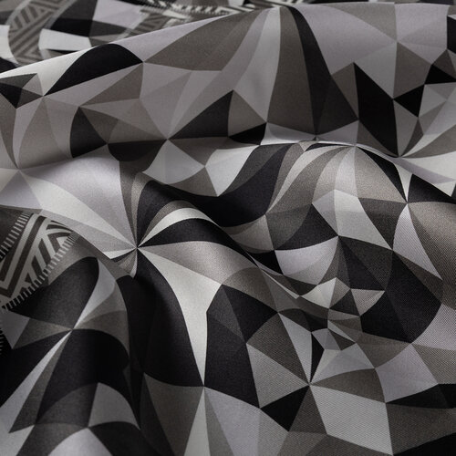 Siyah Beyaz Kaleydoskop Tivil İpek Eşarp 