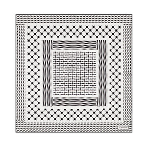 ipekevi - Siyah Beyaz Kefiye Saten İpek Mendil