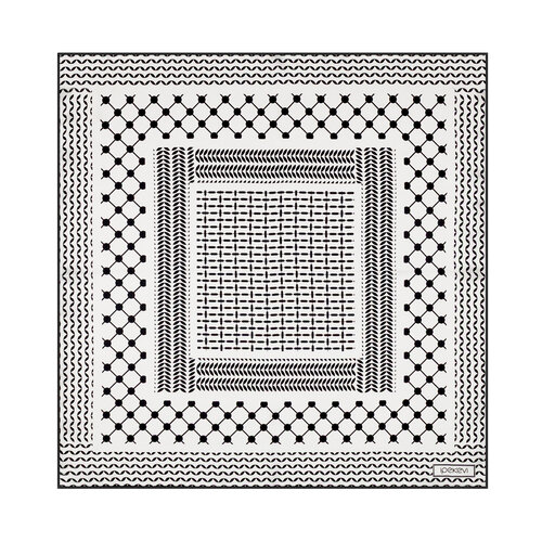 Siyah Beyaz Kefiye Saten İpek Mendil