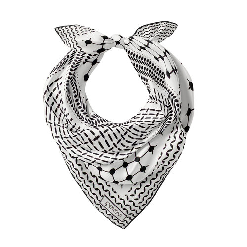 Siyah Beyaz Kefiye Saten İpek Mendil