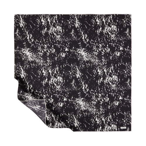 Siyah Beyaz Mermer Desenli Tivil İpek Eşarp