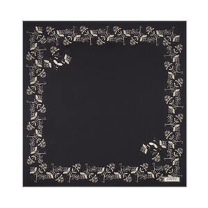 Siyah Bindallı Saten İpek Mendil - Thumbnail