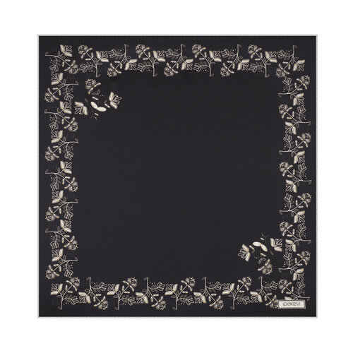 Siyah Bindallı Saten İpek Mendil 