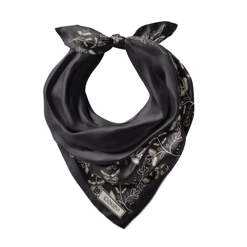 Siyah Bindallı Saten İpek Mendil 