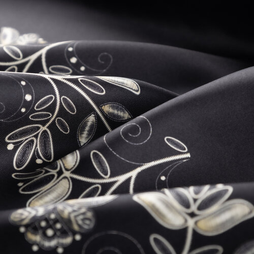 Siyah Bindallı Tivil İpek Eşarp