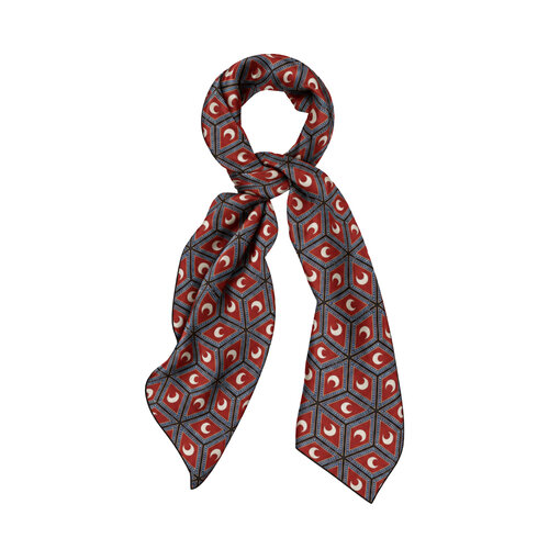 Siyah Bordo Şam İşi Sedef Saten İpek Fular