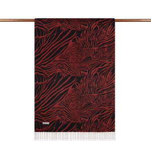 ipekevi - Siyah Bordo Zebra Desenli İpek Şal (1)