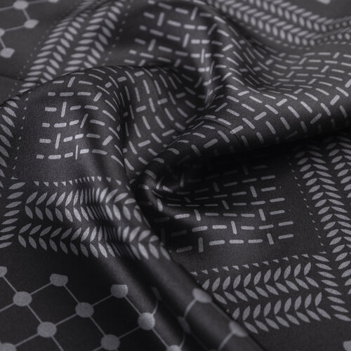 Siyah Füme Kefiye Saten İpek Mendil