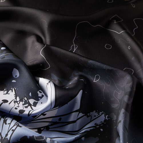 ايشارب حرير تويل تصميم ورود لون أسود ورمادي