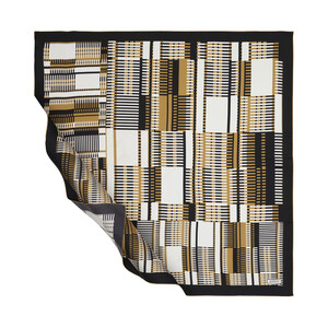 ipekevi - ايشارب حرير تويل تصميم هندسي لون أسود وذهبي