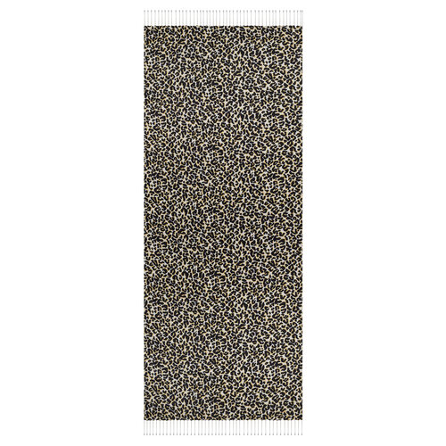 Siyah Gold Leopar Desenli İpek Şal
