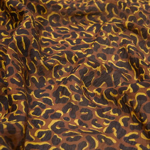 Siyah Gold Leopar Desenli Tensel Şal