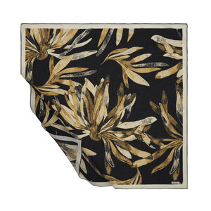 ايشارب قطن تصميم ورود لون أسود وذهبي - Thumbnail