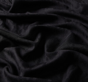 Siyah Kaz Ayağı Desenli Yün İpek Şal - Thumbnail