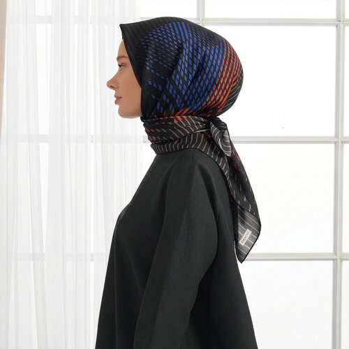 Siyah Kırmızı Moderna Tivil İpek Eşarp