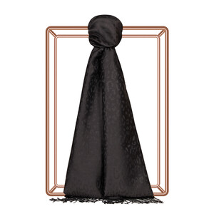 ipekevi - شال حرير جاكار بتصميم الفهد لون أسود