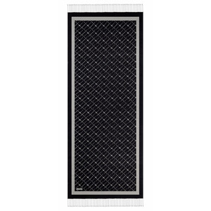 شال حرير مونوغرام لون أسود وأبيض - Thumbnail