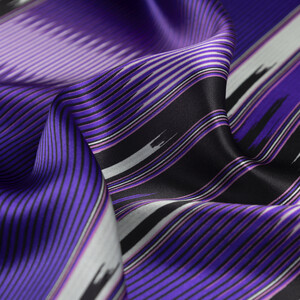 Siyah Mor Karadeniz Keşanı Saten İpek Mendil - Thumbnail