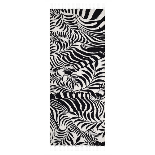 Siyah Palmiye Desenli İpek Şal