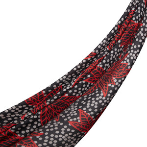 ipekevi - شال صوف وحرير تصميم ورود ونقط لون أسود ipekevi - شال صوف وحرير تصميم ورود ونقط لون أسود