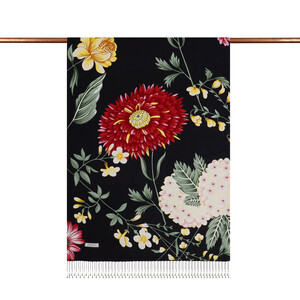 ipekevi - شال حرير بتصميم ورود لون أسود (1)