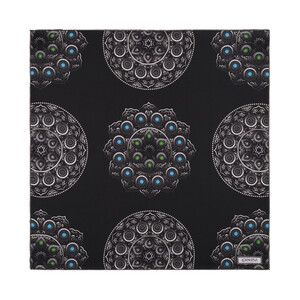 Siyah Telkari Saten İpek Mendil - Thumbnail