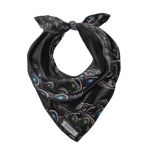 Siyah Telkari Saten İpek Mendil