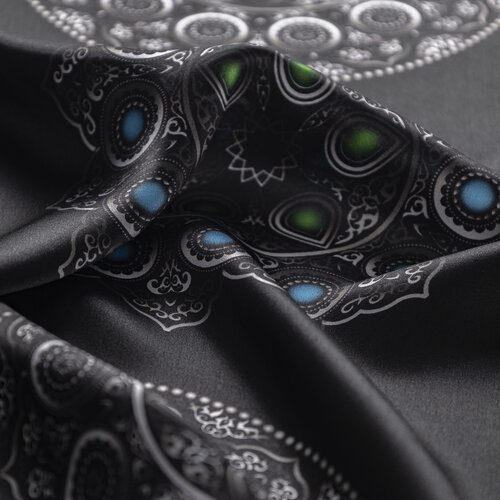 Siyah Telkari Saten İpek Mendil