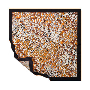 ipekevi - Siyah Turuncu İllüzyon Tivil İpek Eşarp