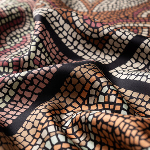 Siyah Vizon Olimpos Tivil İpek Eşarp - Thumbnail