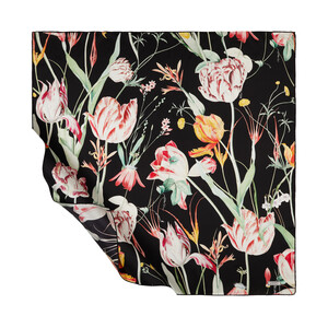 ipekevi - ايشارب حرير تويل تصميم ورود لون أسود وأخضر