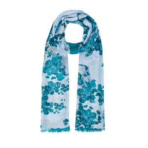 Sky Blue Begonia Print Scarf - Thumbnail