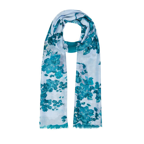 Sky Blue Begonia Print Scarf