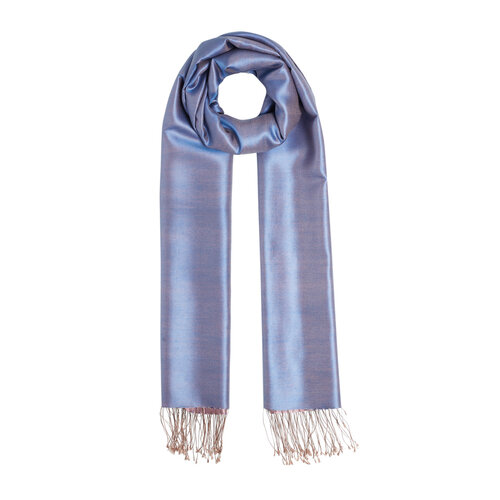 Sky Blue Coral Bronze Reversible Silk Scarf