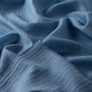 Sky Blue Ikat Print Wool Silk Scarf - Thumbnail
