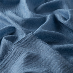 Sky Blue Ikat Print Wool Silk Scarf - Thumbnail