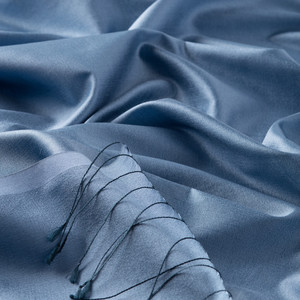 Sky Blue Plain Silk Scarf - Thumbnail