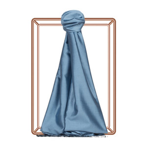 Sky Blue Plain Silk Scarf - Thumbnail