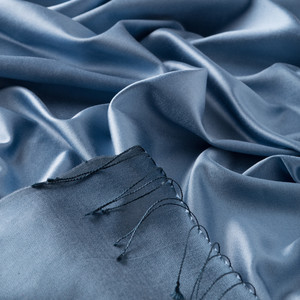 Sky Blue Reversible Silk Scarf - Thumbnail