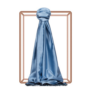 Sky Blue Reversible Silk Scarf - Thumbnail