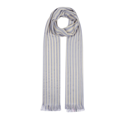 Sky Blue Striped Silk Scarf Shawl