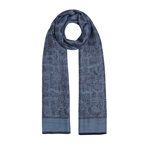 Sky Blue Wicker Basket Print Scarf