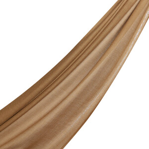 Soil Brown Lurex Striped Cotton Silk Scarf - Thumbnail