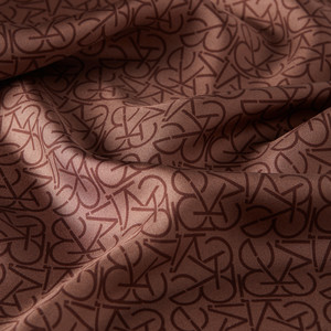 ipekevi - Soil Brown Typo Monogram Silk Twill Scarf (1)