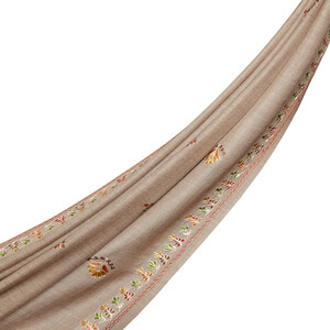 Soil Floral Woven Wool Silk Scarf - Thumbnail