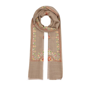 Soil Floral Woven Wool Silk Scarf - Thumbnail