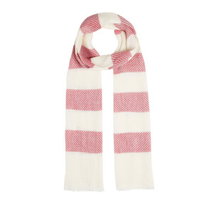 ipekevi - Sour Cherry Block Striped Linen Cotton Scarf (1)