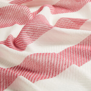 Sour Cherry Block Striped Linen Cotton Scarf - Thumbnail